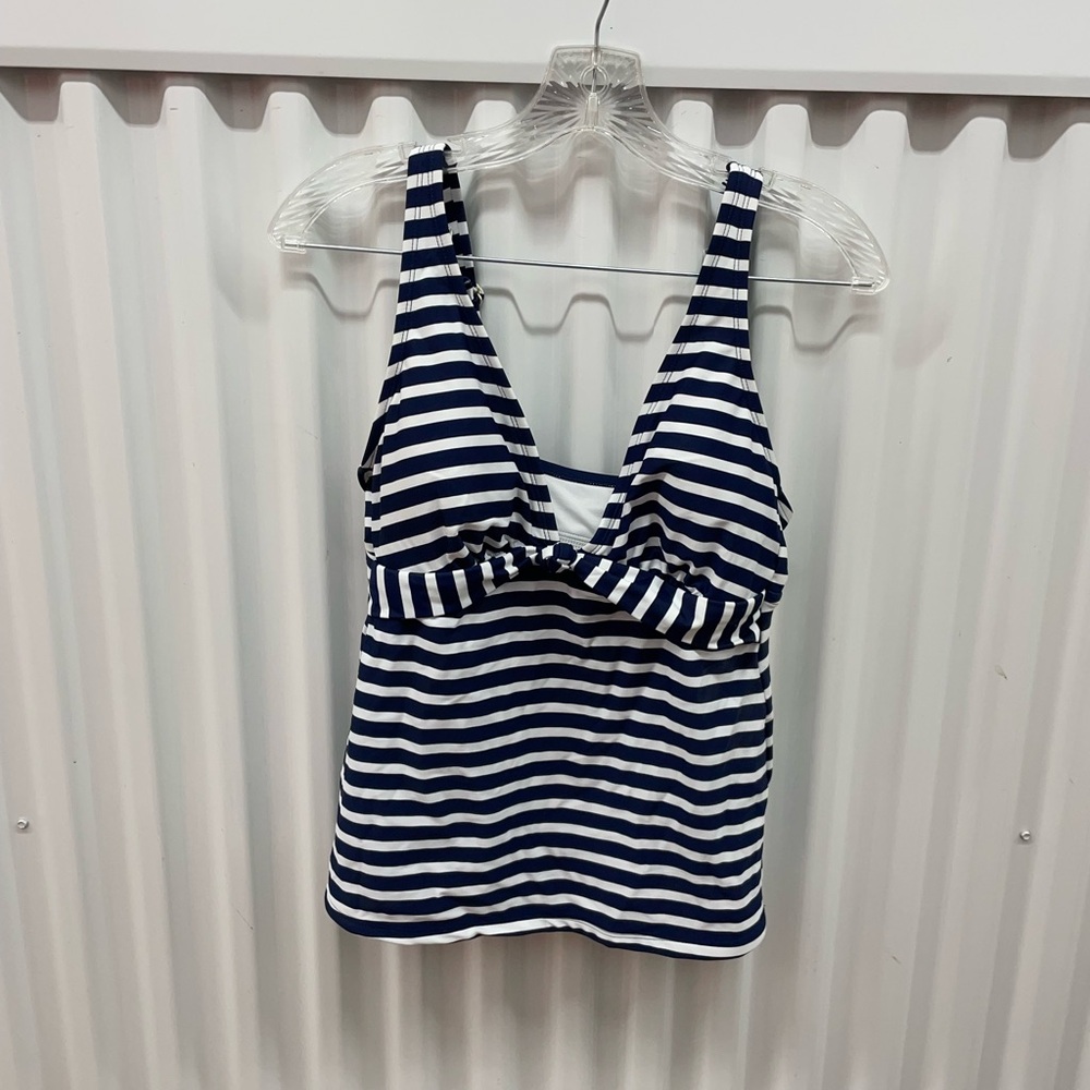 Kona Sol Blue and White Striped Tankini Top Size Medium